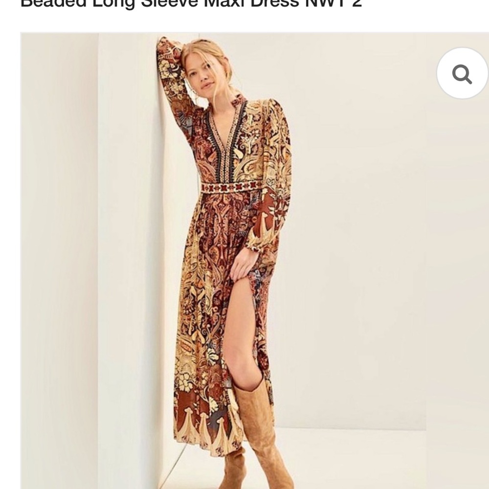 Bohemian Paisley Print beaded dress